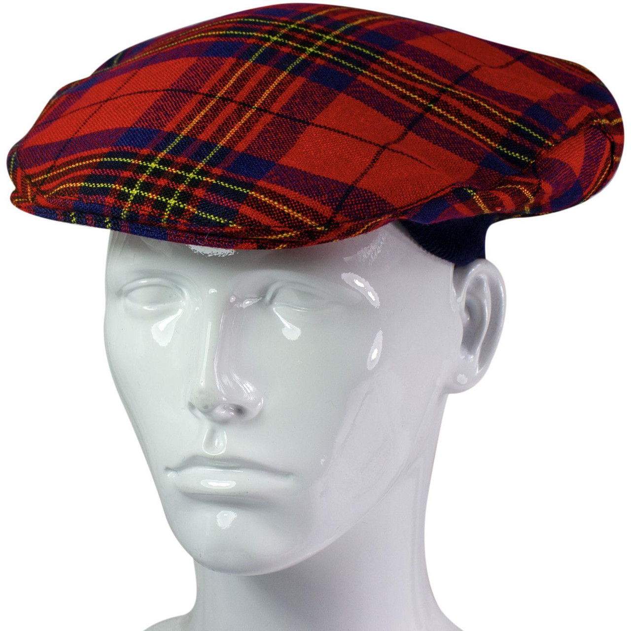 Mens Tartan Flat Cap Leslie Modern Tartan Plaid Design Mens and Womens One size Elasticated Band Comfort Fit Scottish Made