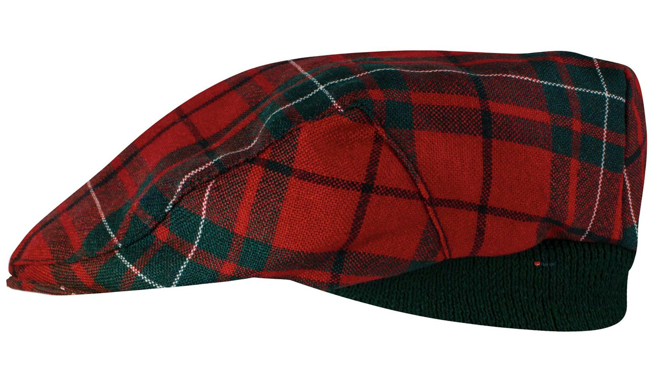 Mens Tartan Flat Cap MacAuley Modern Tartan Plaid Design Mens and Womens One size Elasticated Band Comfort Fit Scottish Made