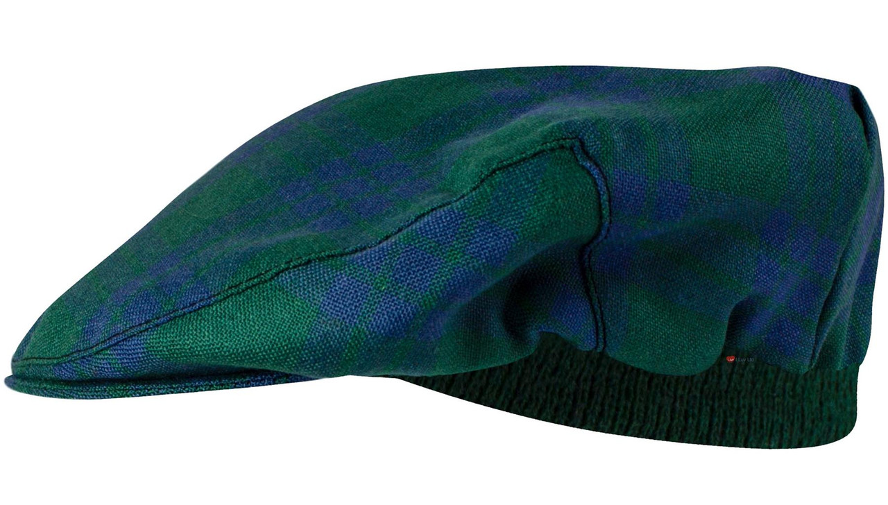 Mens Tartan Flat Cap Montgomerie Ancient Tartan Plaid Design Mens and Womens One size Elasticated Band Comfort Fit Scottish Made