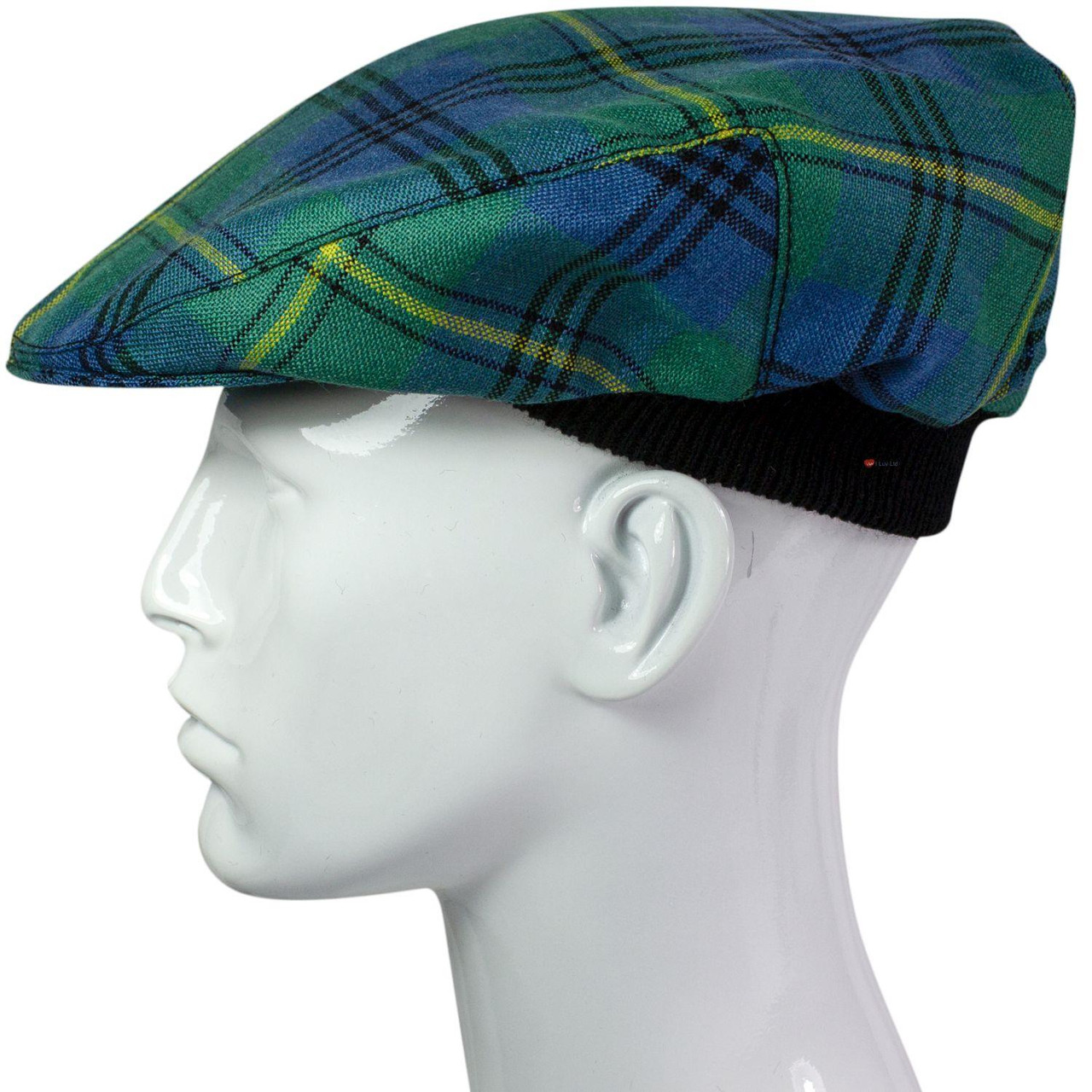 Mens Tartan Flat Cap Johnston Ancient Tartan Plaid Design Mens and Womens One size Elasticated Band Comfort Fit Scottish Made