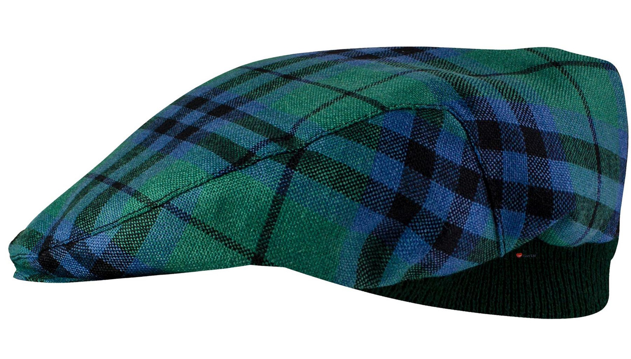 Mens Tartan Flat Cap Austin Ancient Tartan Plaid Design Mens and Womens One size Elasticated Band Comfort Fit Scottish Made