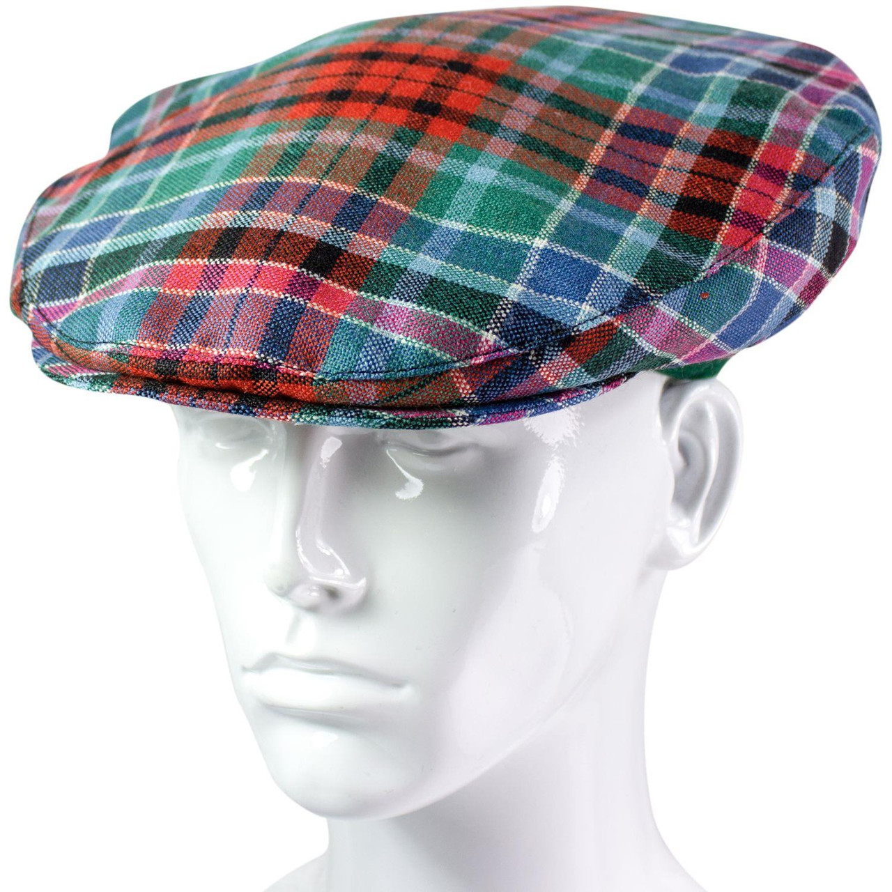 Mens Tartan Flat Cap Gordon Red Ancient Tartan Plaid Design Mens and Womens One size Elasticated Band Comfort Fit Scottish Made