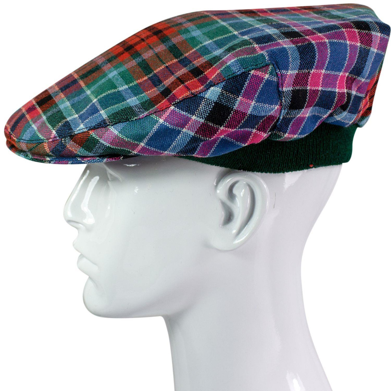 Mens Tartan Flat Cap Gordon Red Ancient Tartan Plaid Design Mens and Womens One size Elasticated Band Comfort Fit Scottish Made