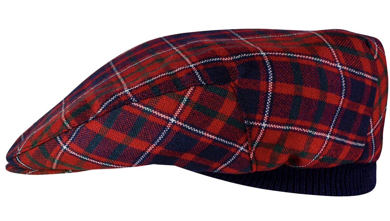 Mens Tartan Flat Cap Cameron of Lochiel Modern Tartan Plaid Design Mens and Womens One size Elasticated Band Comfort Fit Scottish Made