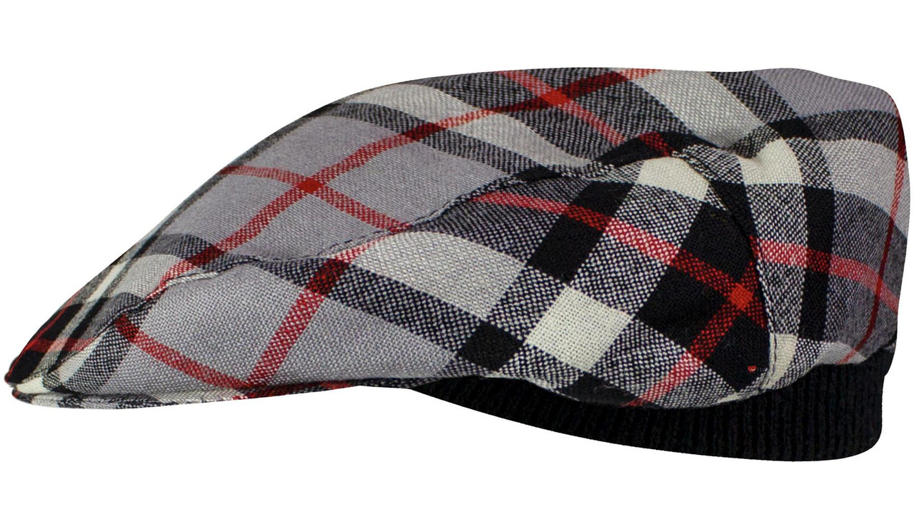 Mens Tartan Flat Cap Thomson Grey Tartan Plaid Design Mens and Womens One size Elasticated Band Comfort Fit Scottish Made
