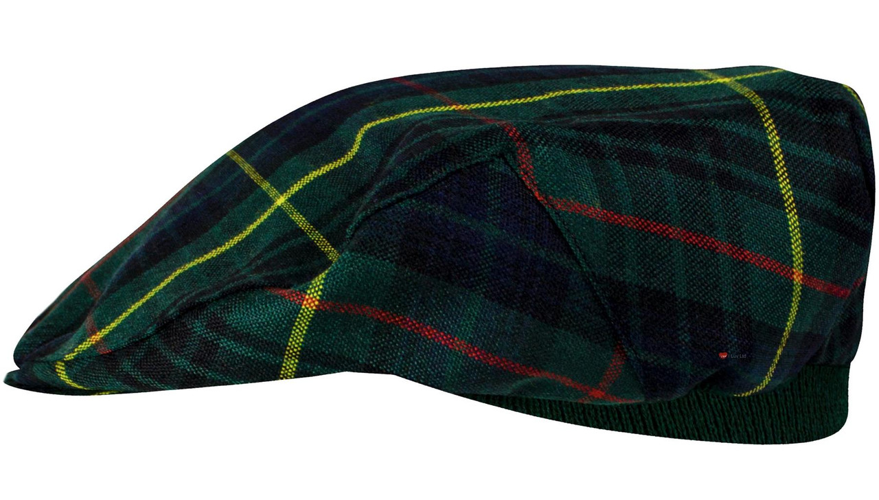 Mens Tartan Flat Cap Stewart Hunting Modern Tartan Plaid Design Mens and Womens One size Elasticated Band Comfort Fit Scottish Made