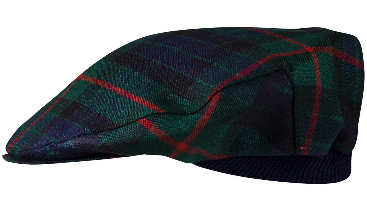 Mens Tartan Flat Cap Gunn Modern Tartan Plaid Design Mens and Womens One size Elasticated Band Comfort Fit Scottish Made