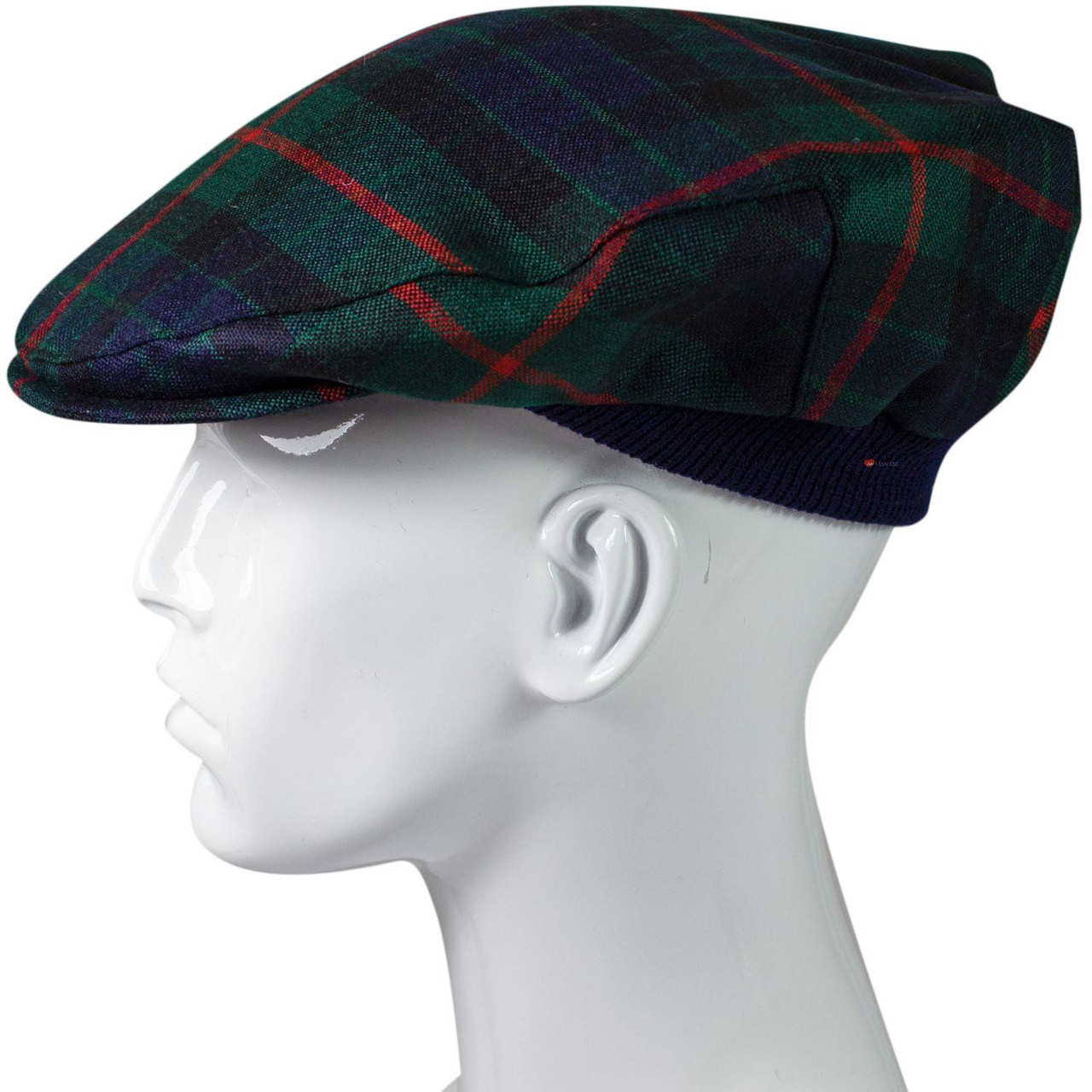 Mens Tartan Flat Cap Gunn Modern Tartan Plaid Design Mens and Womens One size Elasticated Band Comfort Fit Scottish Made