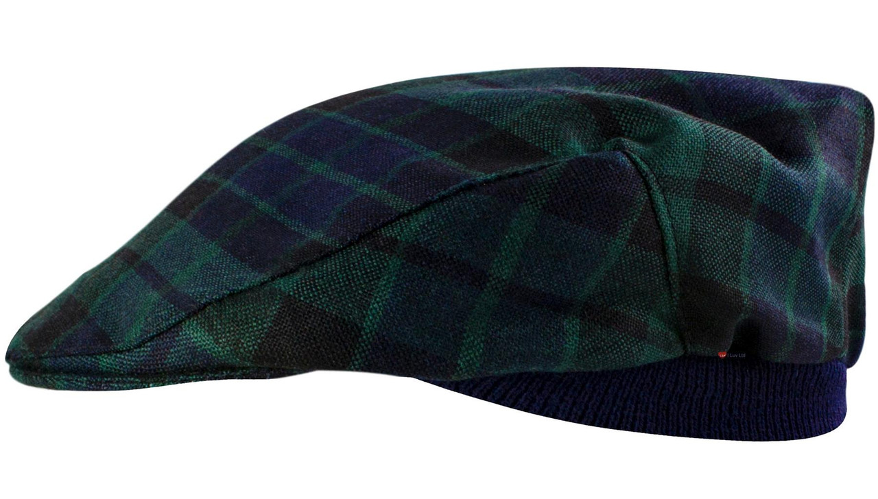Mens Tartan Flat Cap MacKay Modern Tartan Plaid Design Mens and Womens One size Elasticated Band Comfort Fit Scottish Made