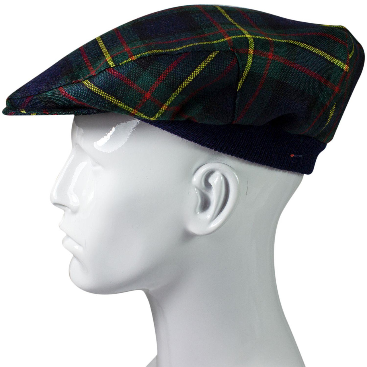 Mens Tartan Flat Cap MacLaren Modern Tartan Plaid Design Mens and Womens One size Elasticated Band Comfort Fit Scottish Made