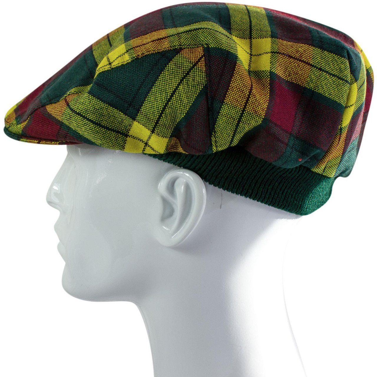 Mens Tartan Flat Cap MacMillan Old Modern Tartan Plaid Design Mens and Womens One size Elasticated Band Comfort Fit Scottish Made