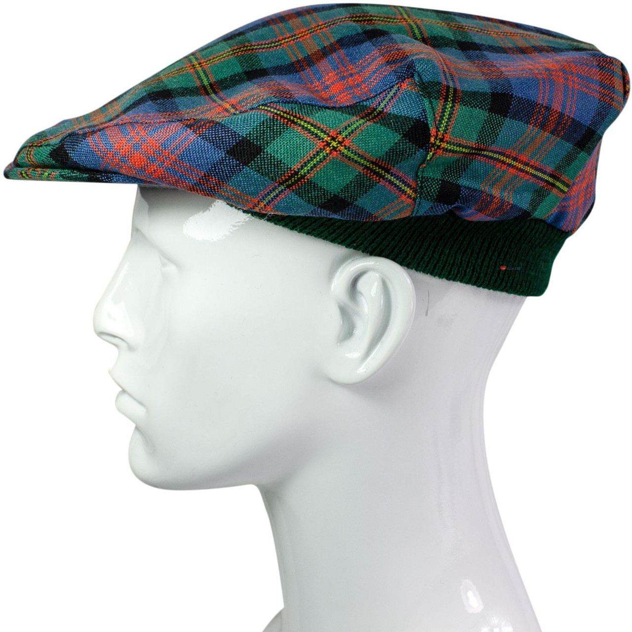 Mens Tartan Flat Cap Logan and MacLennan Ancient Tartan Plaid Design Mens and Womens One size Elasticated Band Comfort Fit Scottish Made