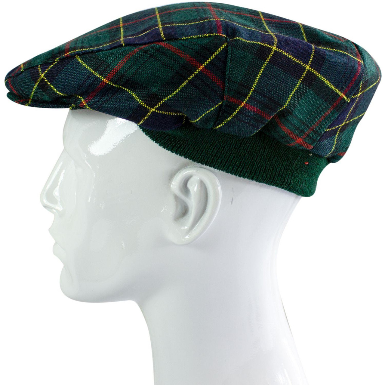 Mens Tartan Flat Cap Ogilvie Hunting Modern Tartan Plaid Design Mens and Womens One size Elasticated Band Comfort Fit Scottish Made