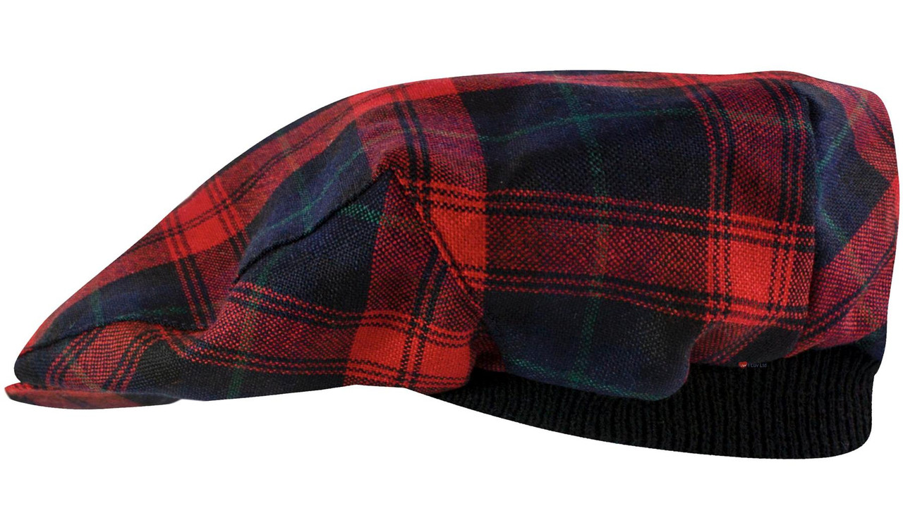 Mens Tartan Flat Cap MacLachlan Modern Tartan Plaid Design Mens and Womens One size Elasticated Band Comfort Fit Scottish Made