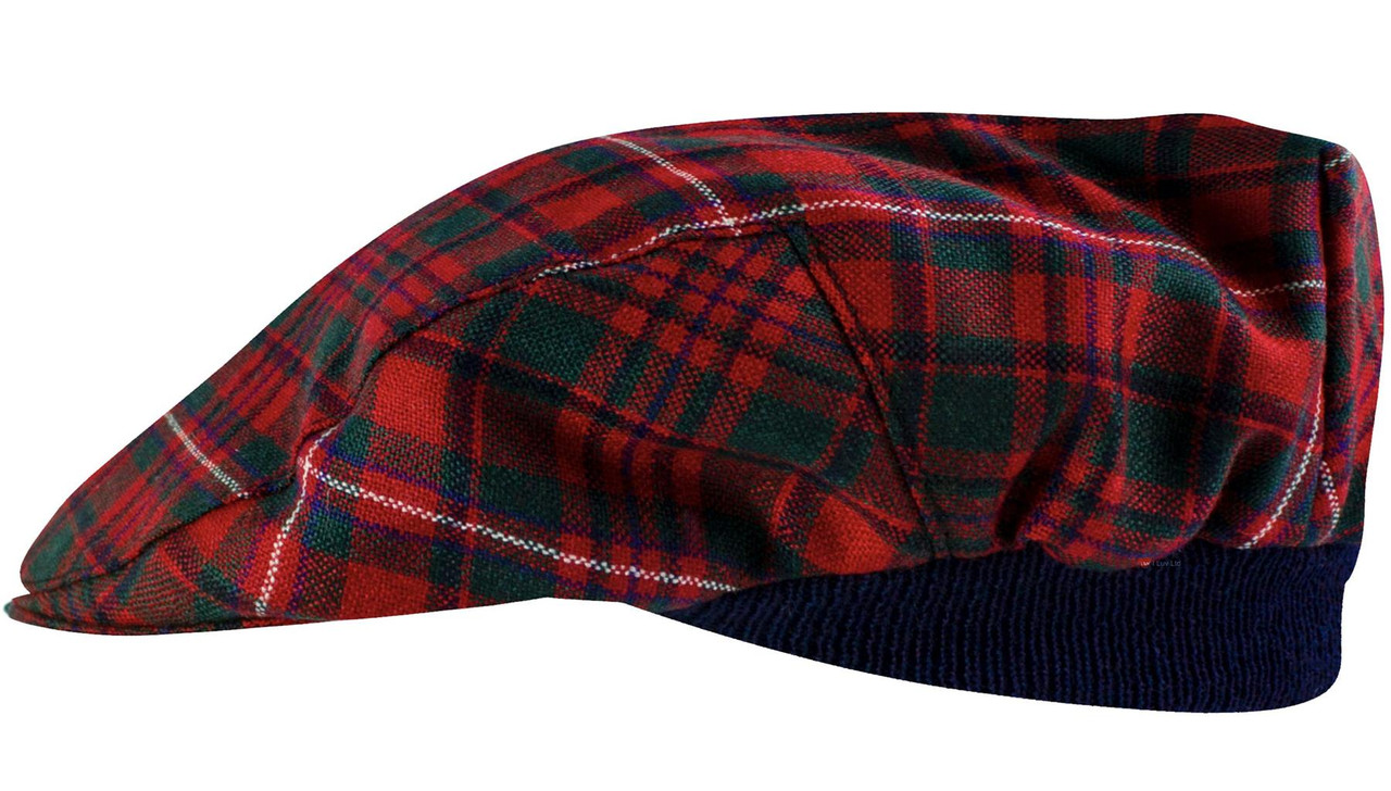 Mens Tartan Flat Cap MacKinnon Modern Tartan Plaid Design Mens and Womens One size Elasticated Band Comfort Fit Scottish Made