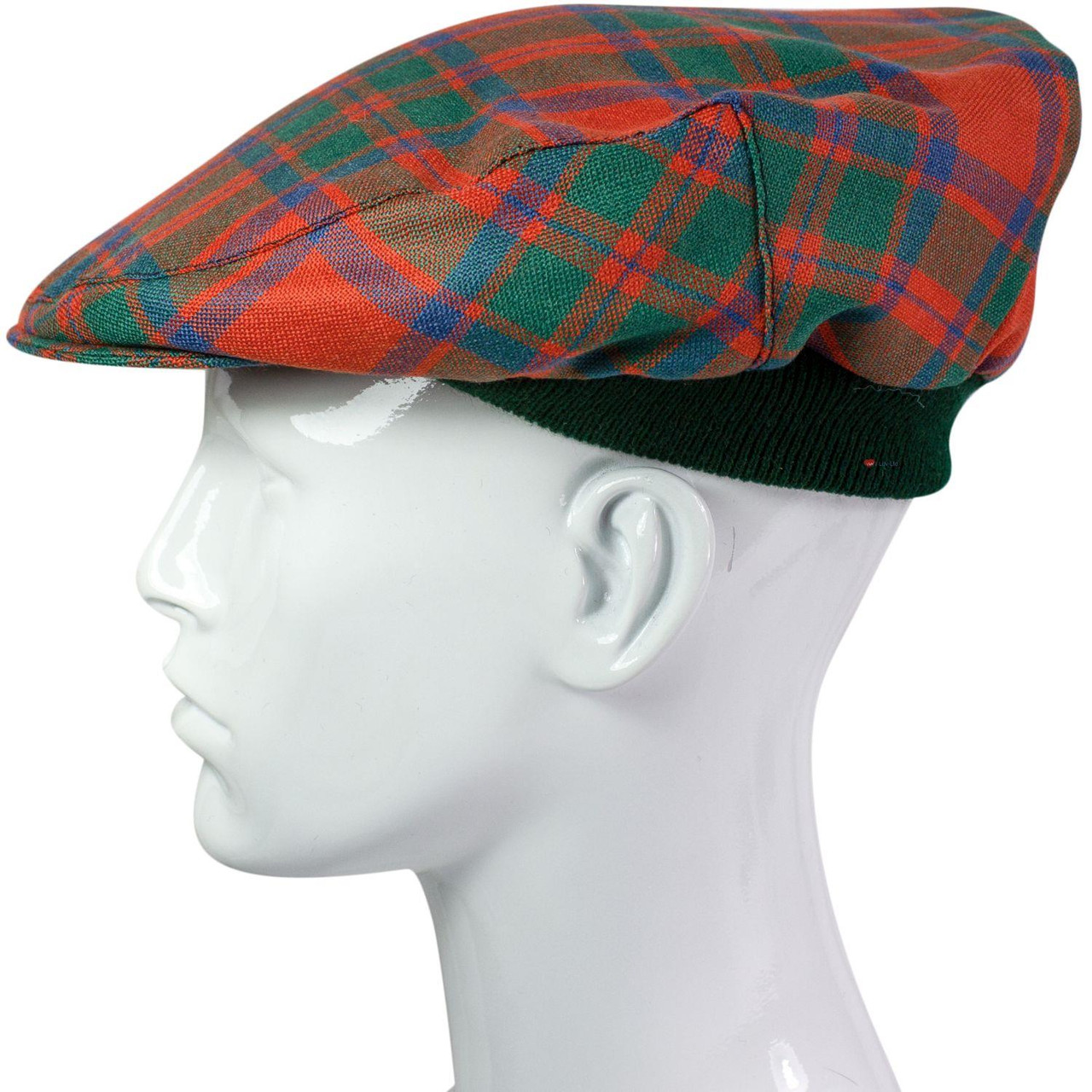 Mens Tartan Flat Cap MacKintosh Ancient Tartan Plaid Design Mens and Womens One size Elasticated Band Comfort Fit Scottish Made