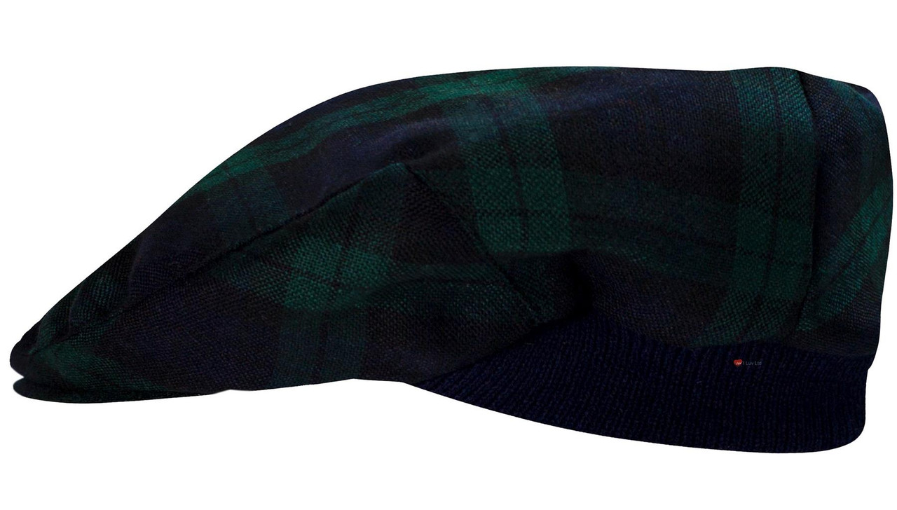 Mens Tartan Flat Cap Campbell Modern Tartan Plaid Design Mens and Womens One size Elasticated Band Comfort Fit Scottish Made