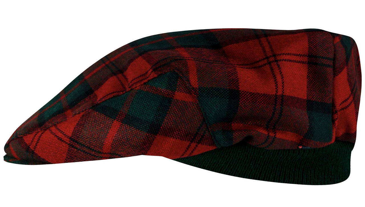 Mens Tartan Flat Cap Dunbar Modern Tartan Plaid Design Mens and Womens One size Elasticated Band Comfort Fit Scottish Made