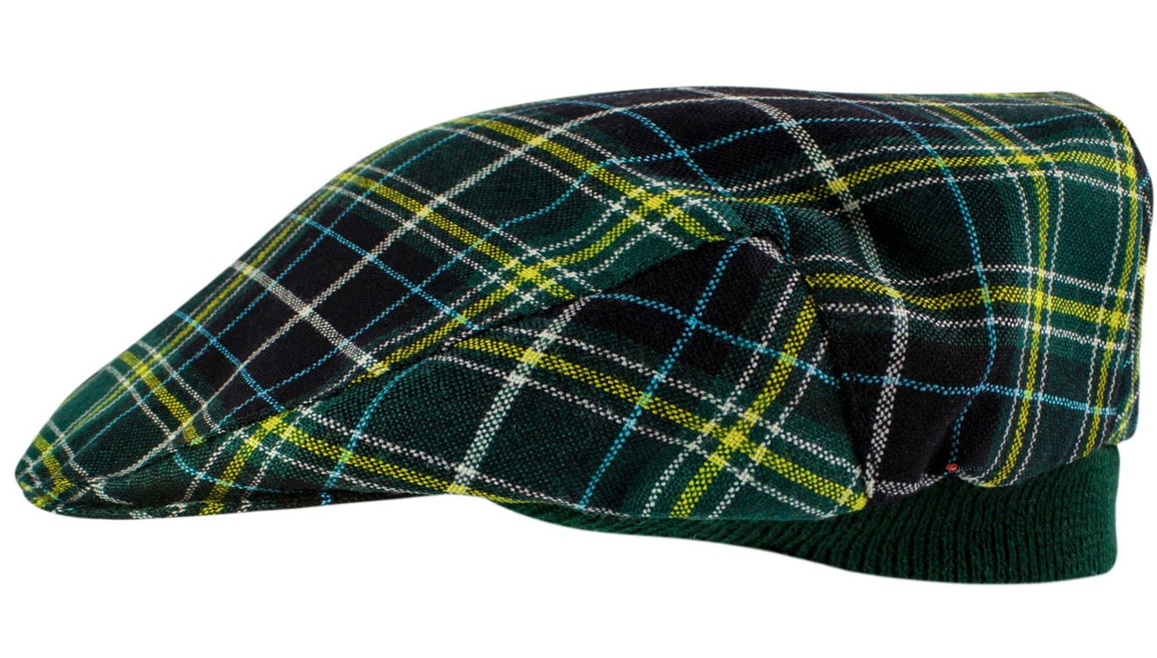 Mens Tartan Flat Cap MacKellar Modern Tartan Plaid Design Mens and Womens One size Elasticated Band Comfort Fit Scottish Made