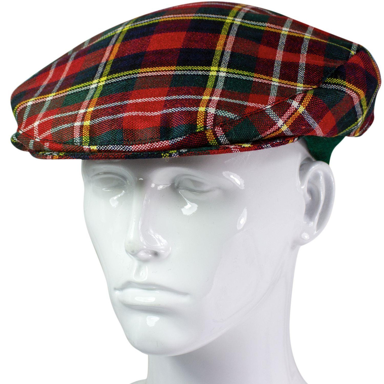 Mens Tartan Flat Cap Christie Modern Tartan Plaid Design Mens and Womens One size Elasticated Band Comfort Fit Scottish Made