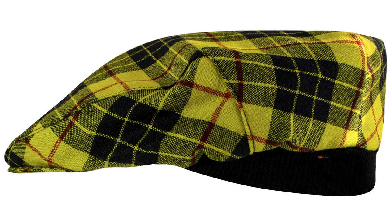 Mens Tartan Flat Cap MacLeod of Lewis Modern Tartan Plaid Design Mens and Womens One size Elasticated Band Comfort Fit Scottish Made