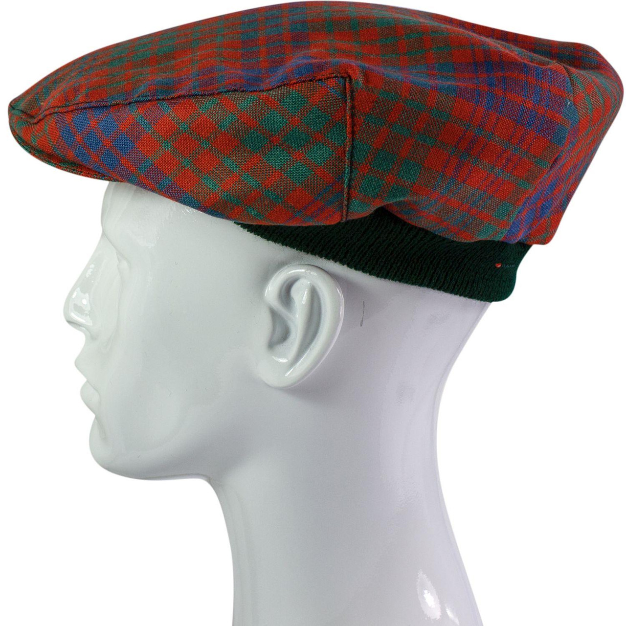 Mens Tartan Flat Cap Ross Ancient Tartan Plaid Design Mens and Womens One size Elasticated Band Comfort Fit Scottish Made