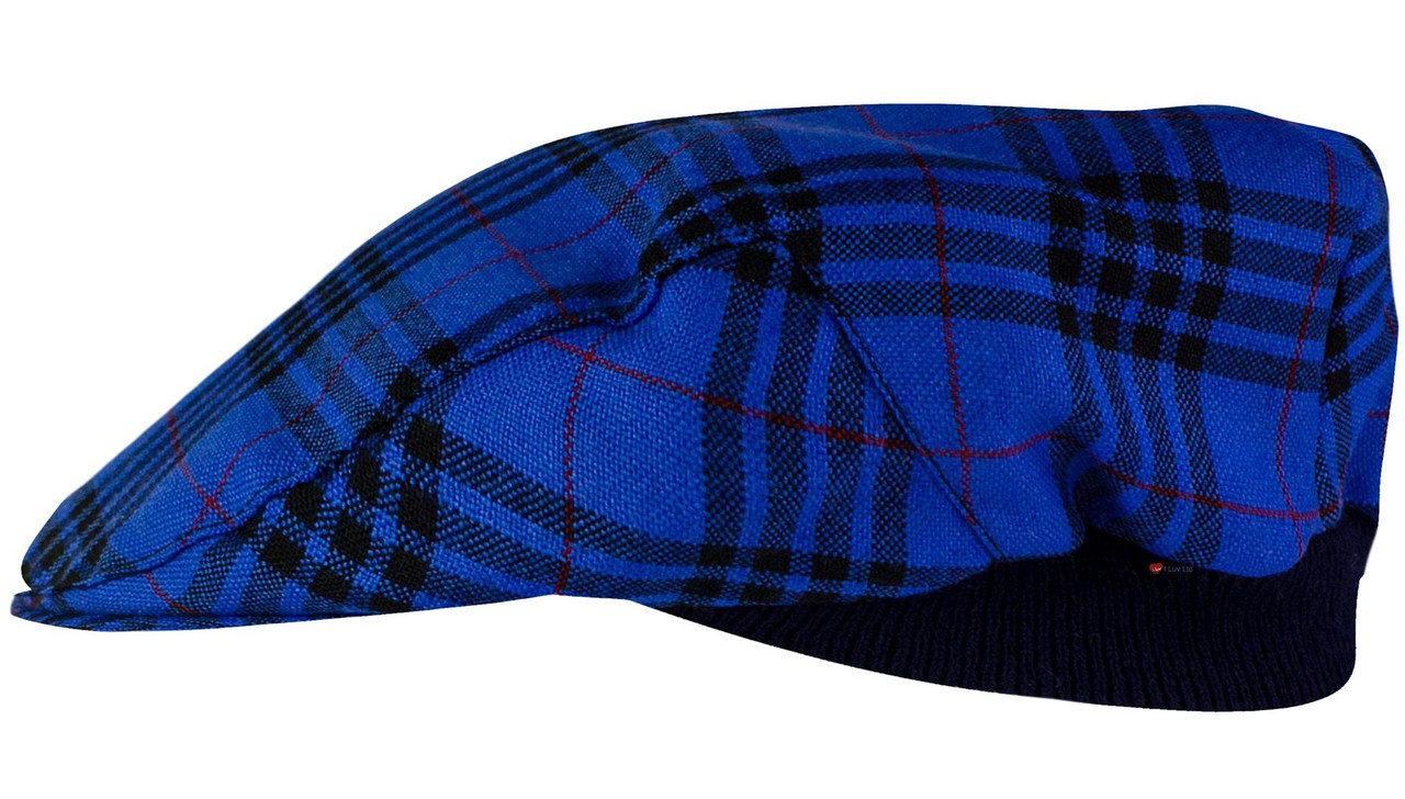 Mens Tartan Flat Cap Morgan Modern Tartan Plaid Design Mens and Womens One size Elasticated Band Comfort Fit Scottish Made