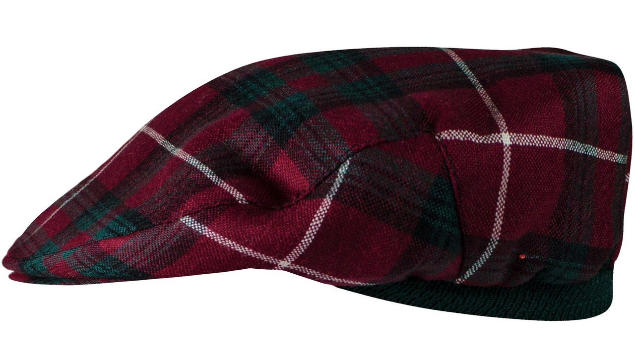 Mens Tartan Flat Cap Stuart of Bute Modern Tartan Plaid Design Mens and Womens One size Elasticated Band Comfort Fit Scottish Made