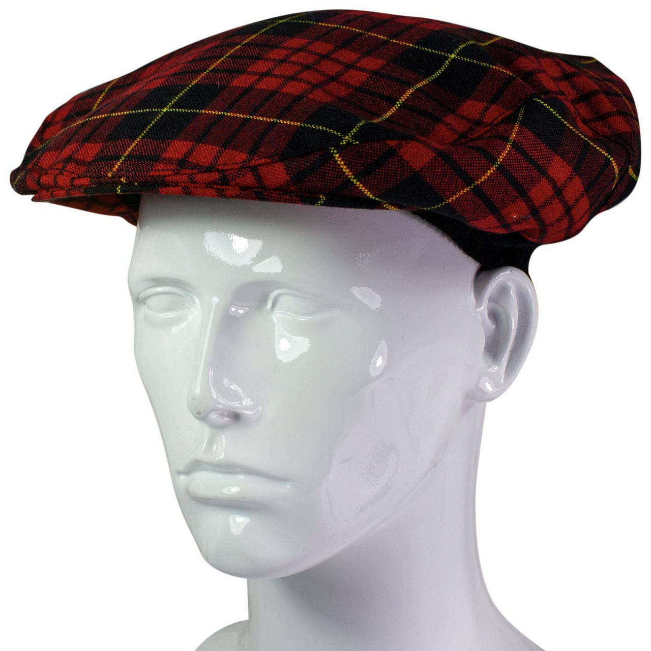 Mens Tartan Flat Cap MacQueen Modern Tartan Plaid Design Mens and Womens One size Elasticated Band Comfort Fit Scottish Made