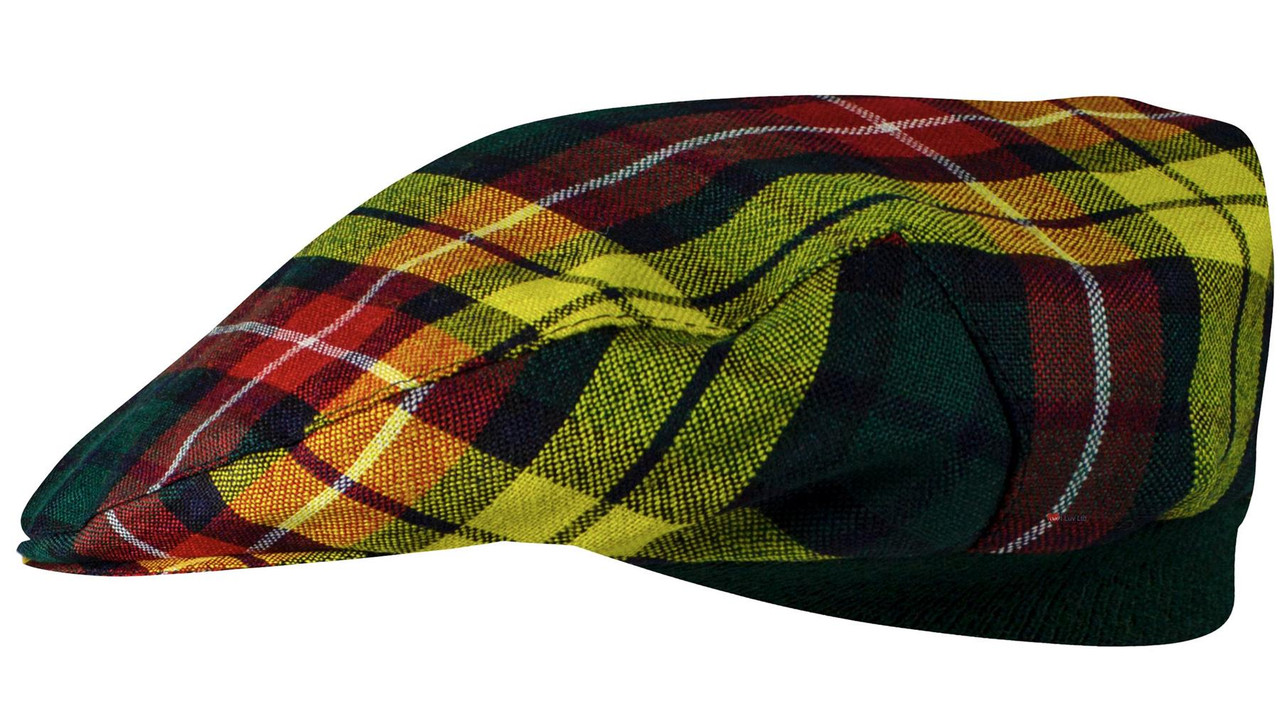 Mens Tartan Flat Cap Buchanan Modern Tartan Plaid Design Mens and Womens One size Elasticated Band Comfort Fit Scottish Made