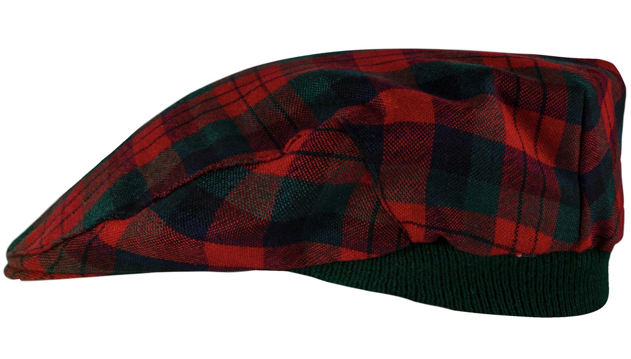Mens Tartan Flat Cap MacDuff Modern Tartan Plaid Design Mens and Womens One size Elasticated Band Comfort Fit Scottish Made