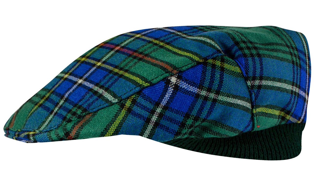 Mens Tartan Flat Cap Cockburn Ancient Tartan Plaid Design Mens and Womens One size Elasticated Band Comfort Fit Scottish Made