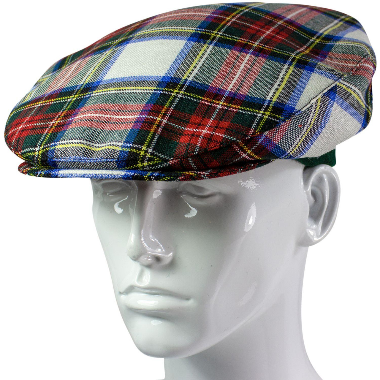 Mens Tartan Flat Cap Stewart Dress Modern Tartan Plaid Design Mens and Womens One size Elasticated Band Comfort Fit Scottish Made
