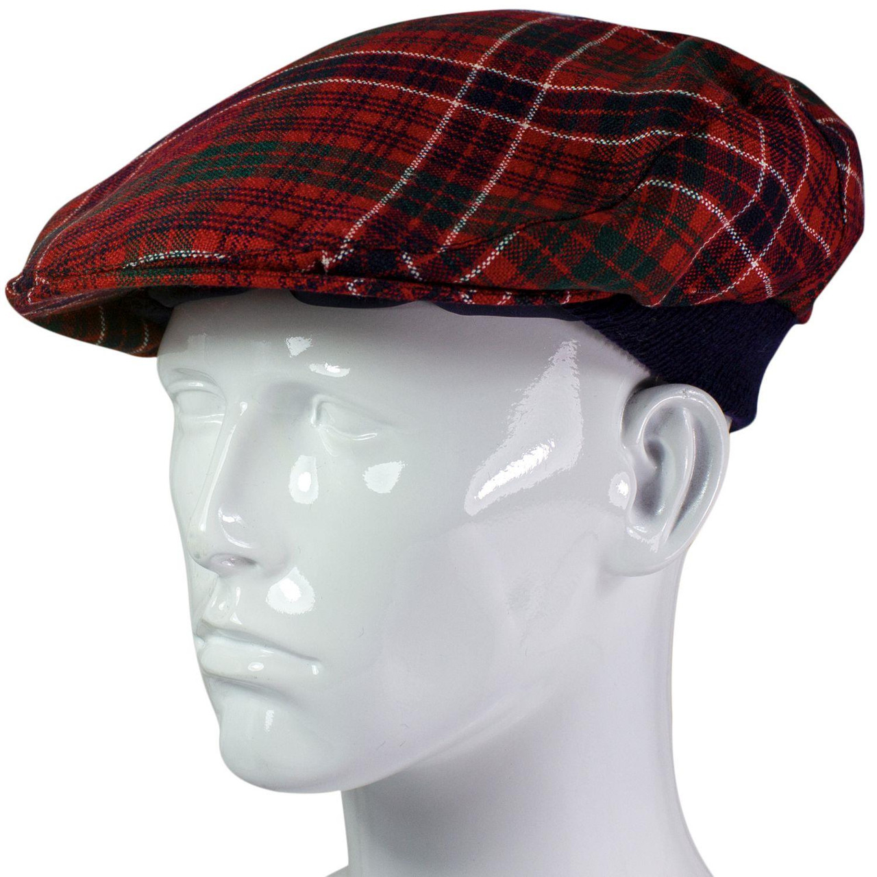 Mens Tartan Flat Cap MacRae Modern Tartan Plaid Design Mens and Womens One size Elasticated Band Comfort Fit Scottish Made