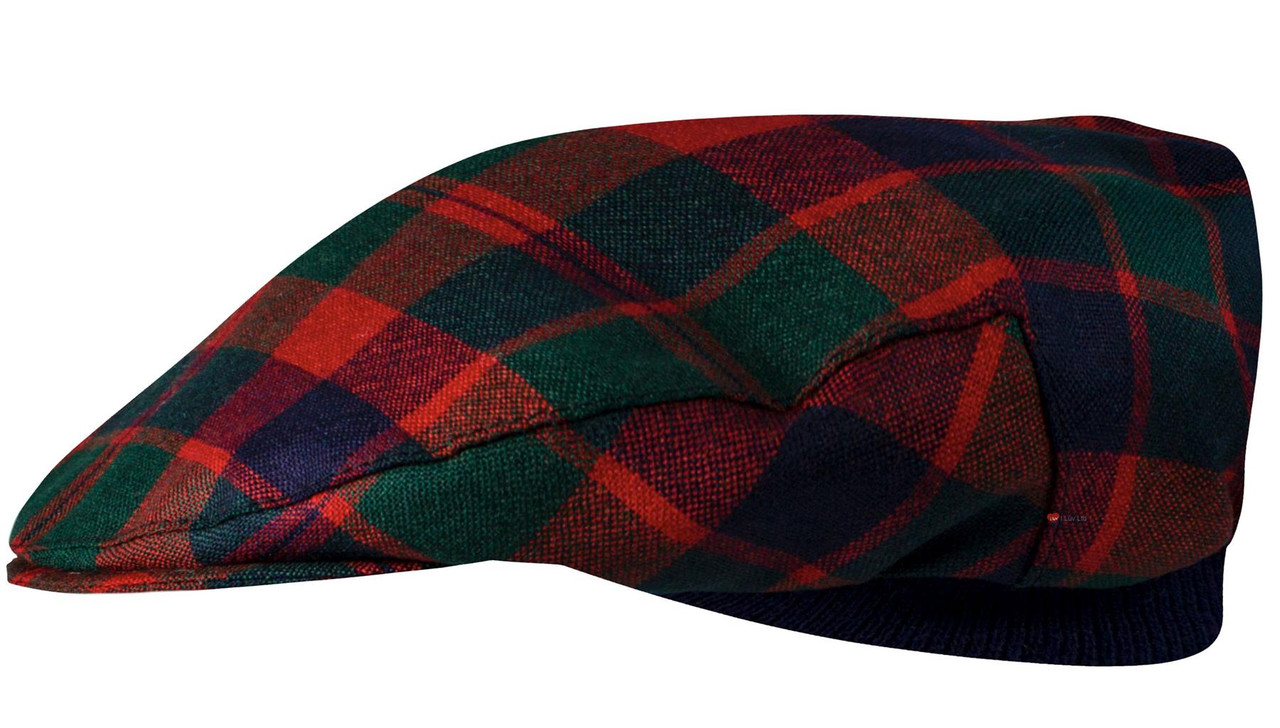 Mens Tartan Flat Cap Glasgow City Tartan Plaid Design Mens and Womens One size Elasticated Band Comfort Fit Scottish Made