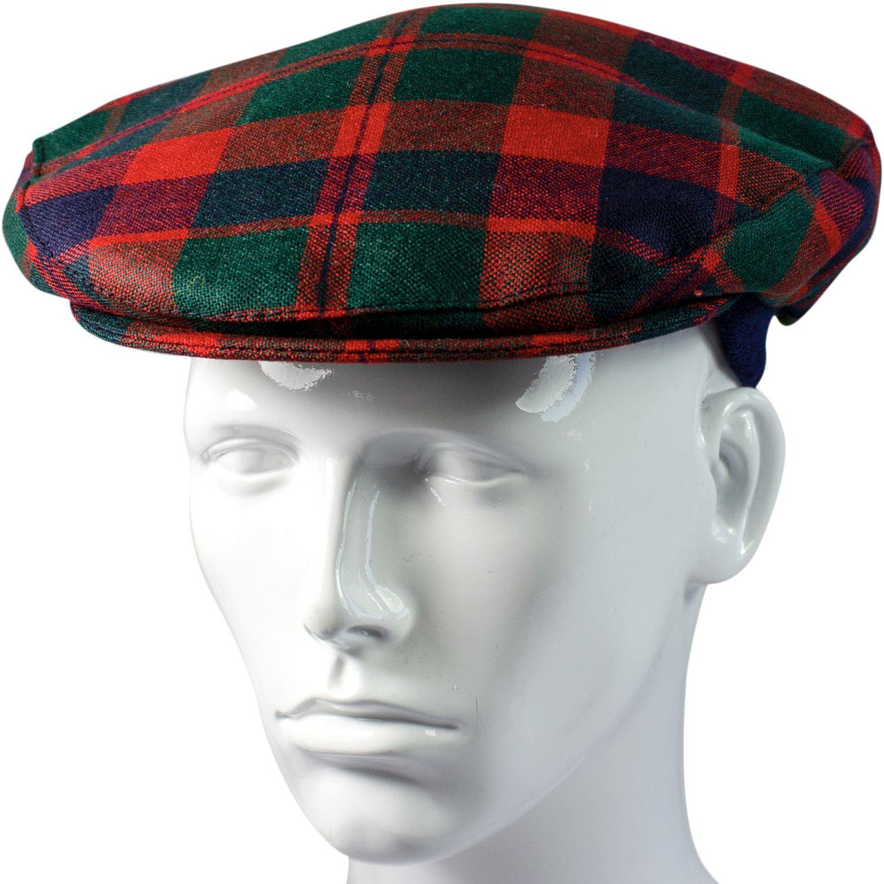 Mens Tartan Flat Cap Glasgow City Tartan Plaid Design Mens and Womens One size Elasticated Band Comfort Fit Scottish Made