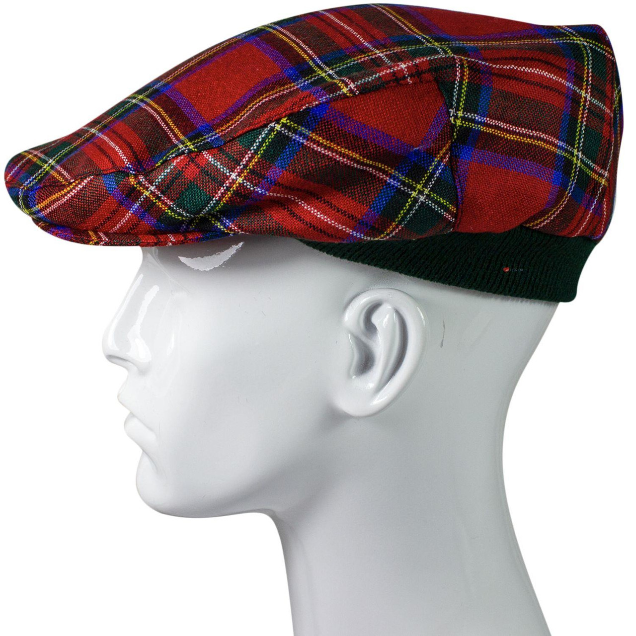 Mens Tartan Flat Cap Stewart Royal Modern Tartan Plaid Design Mens and Womens One size Elasticated Band Comfort Fit Scottish Made