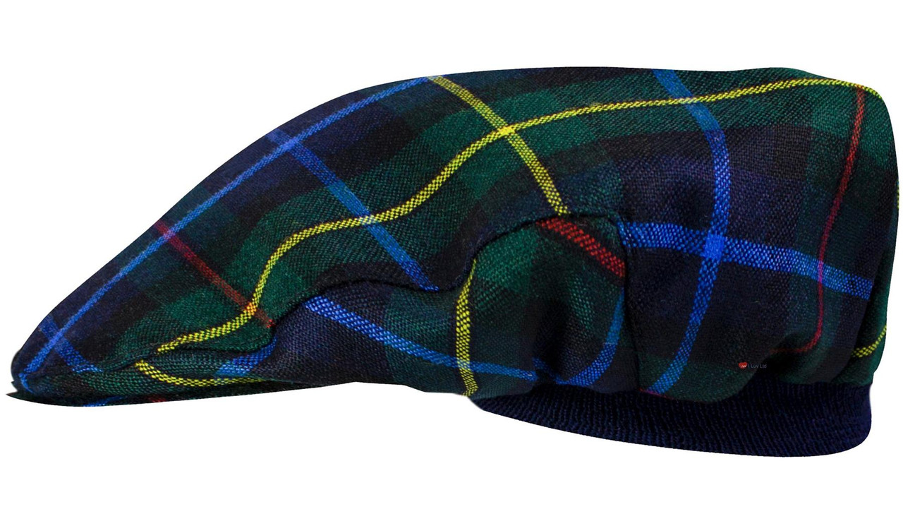 Mens Tartan Flat Cap Smith Modern Tartan Plaid Design Mens and Womens One size Elasticated Band Comfort Fit Scottish Made