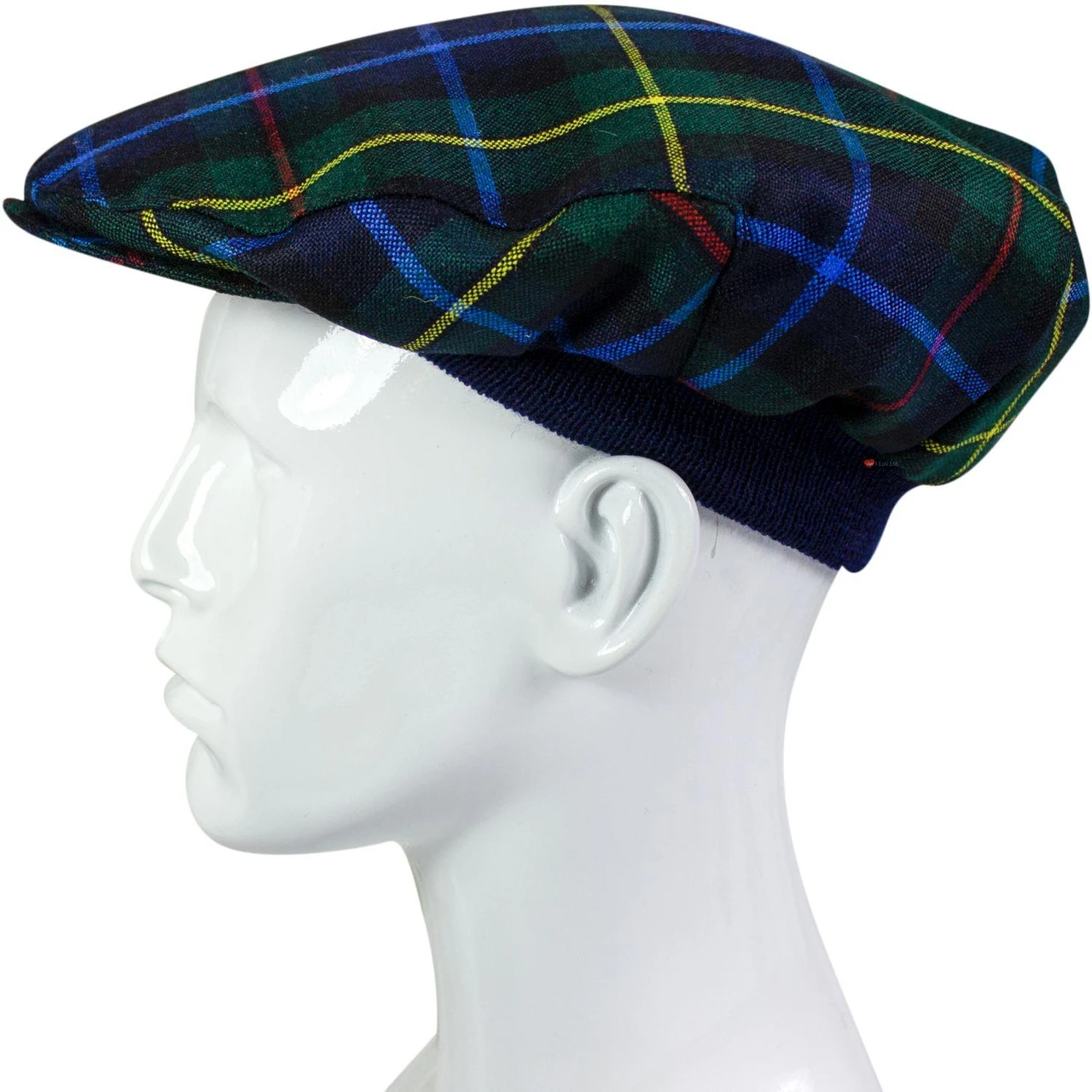 Mens Tartan Flat Cap Smith Modern Tartan Plaid Design Mens and Womens One size Elasticated Band Comfort Fit Scottish Made