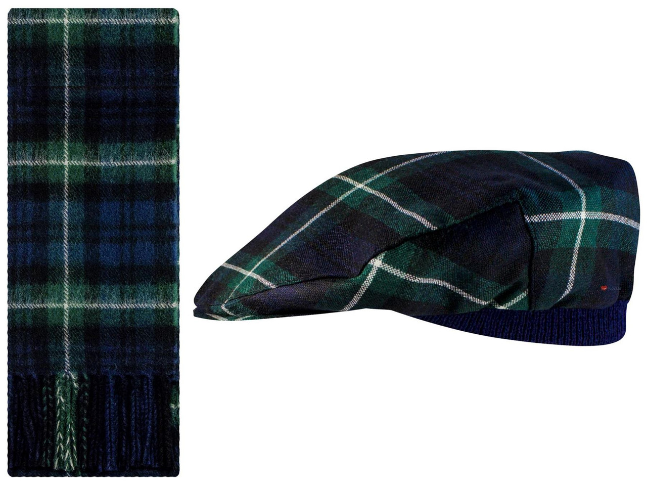 Lambswool Scarf & Flat Cap Matching Gift Set Lamont Modern Tartan Plaid One Size