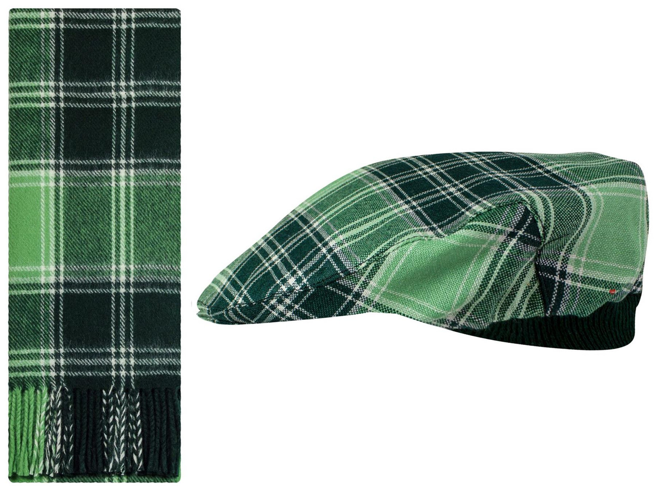 Lambswool Scarf & Flat Cap Matching Gift Set MacDonald Lord Of The Isles Ancient Tartan Plaid One Size