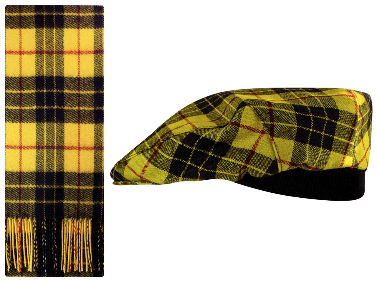 Lambswool Scarf & Flat Cap Matching Gift Set MacLeod Of Lewis Modern Tartan Plaid One Size