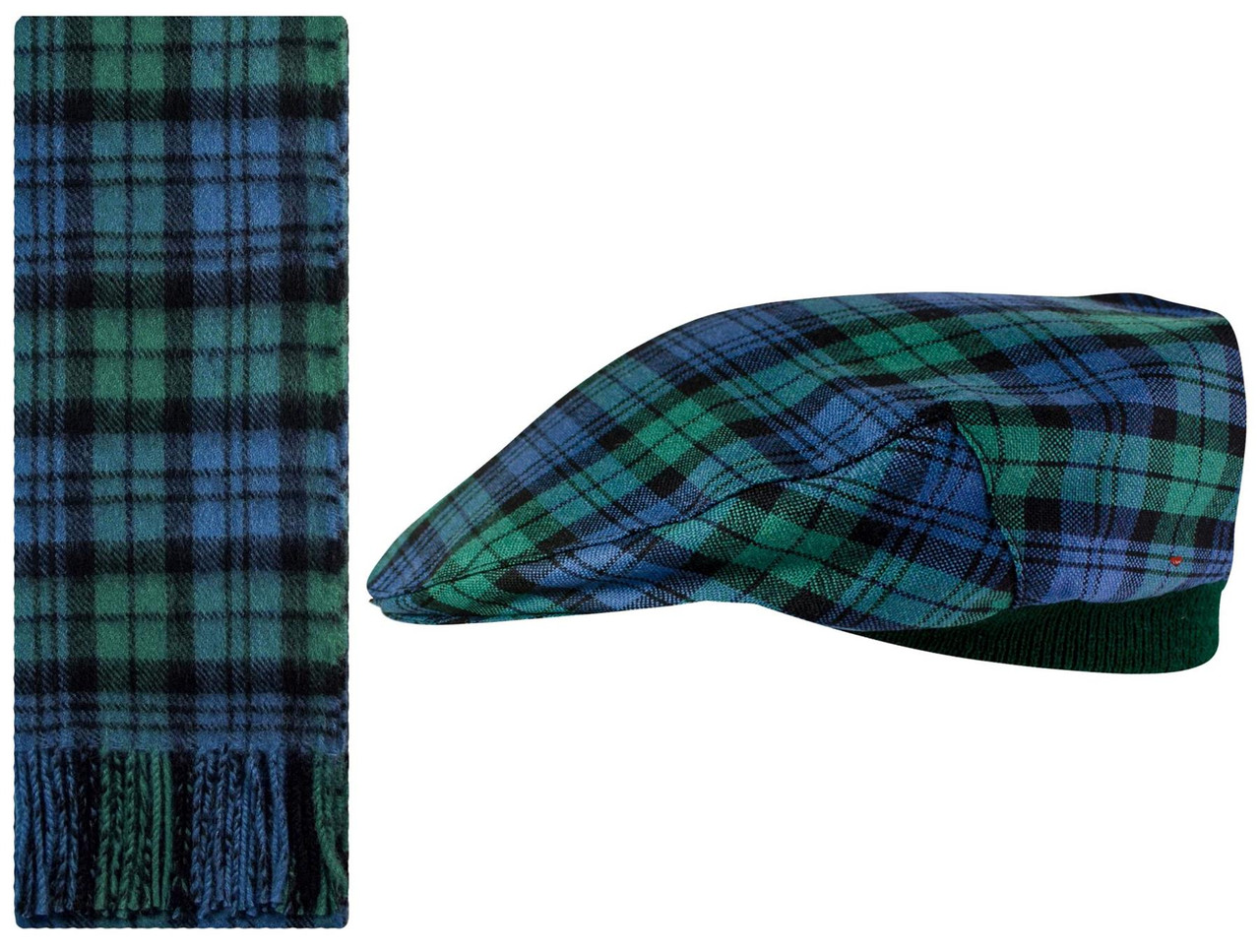 Lambswool Scarf & Flat Cap Matching Gift Set Campbell Ancient Tartan Plaid One Size