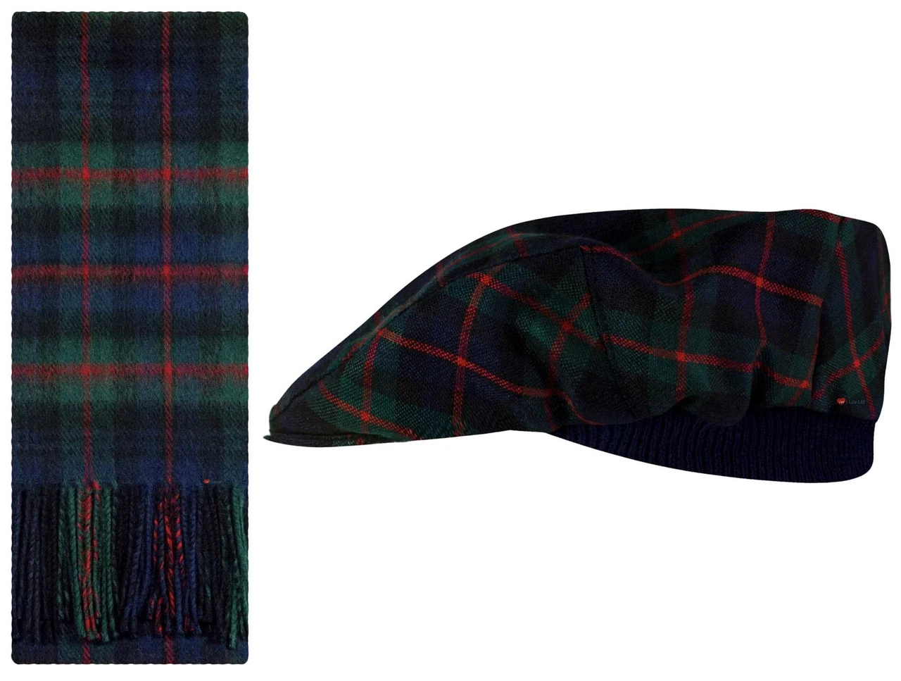 Lambswool Scarf & Flat Cap Matching Gift Set Murray Of Atholl Modern Tartan Plaid One Size