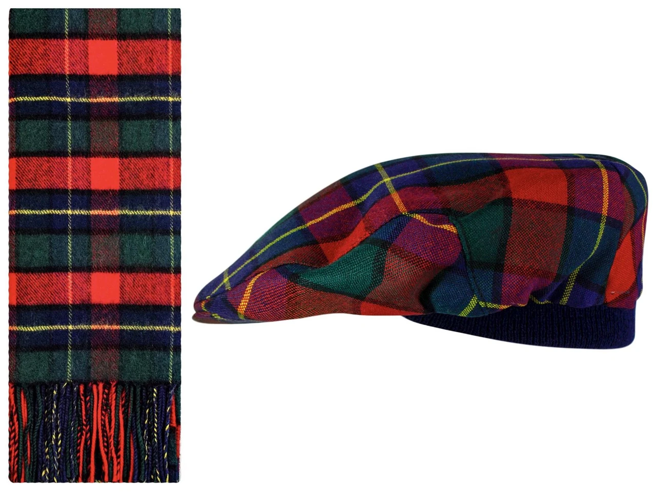 Lambswool Scarf & Flat Cap Matching Gift Set Kilgour Modern Tartan Plaid One Size