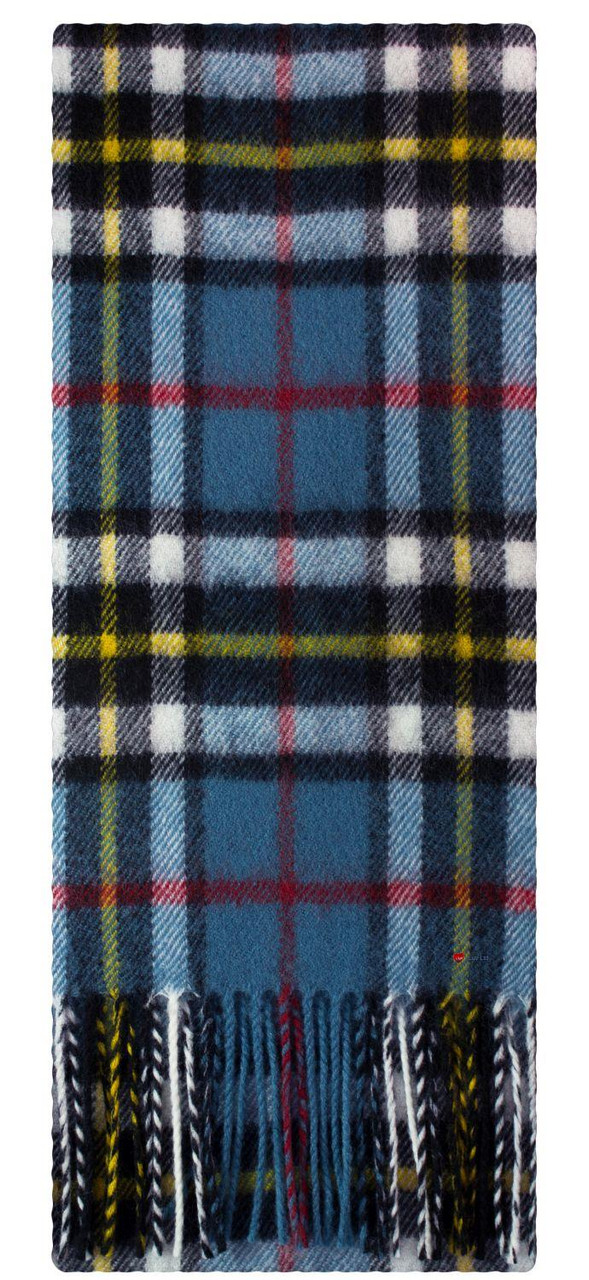 Lambswool Scarf & Flat Cap Matching Gift Set Thompson Blue Modern Tartan Plaid One Size