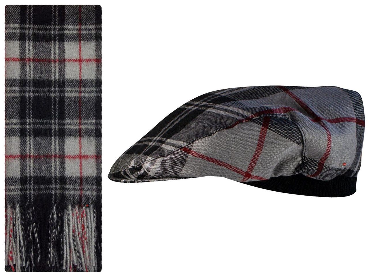 Lambswool Scarf & Flat Cap Matching Gift Set Moffat Modern Tartan Plaid One Size