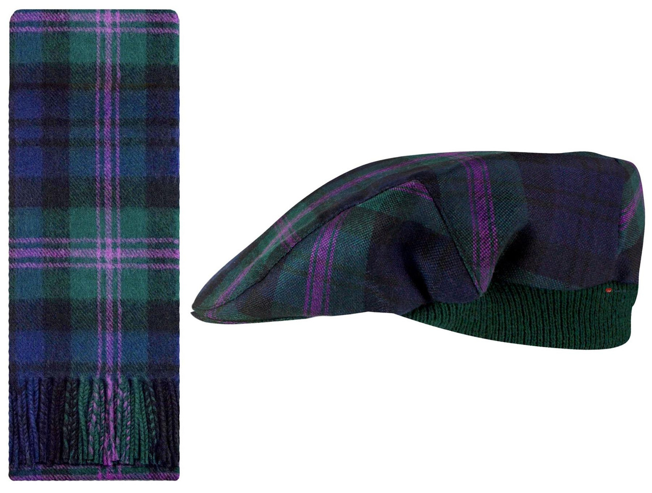 Lambswool Scarf & Flat Cap Matching Gift Set Baird Modern Tartan Plaid One Size