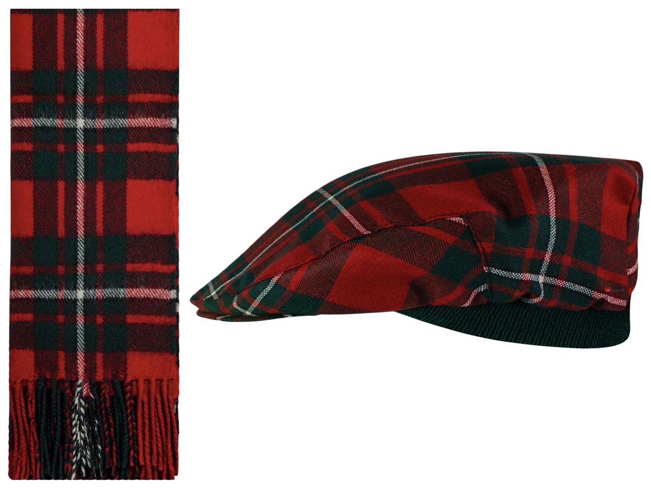 Lambswool Scarf & Flat Cap Matching Gift Set MacGregor Modern Tartan Plaid One Size