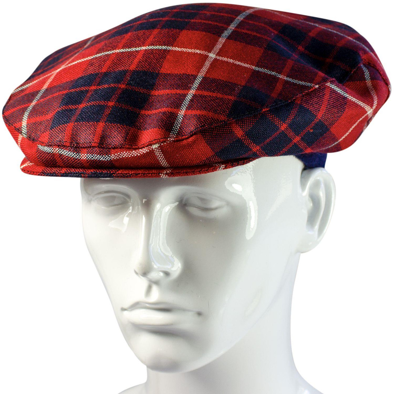 Lambswool Scarf & Flat Cap Matching Gift Set Hamilton Red Modern Tartan Plaid One Size